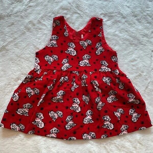 Handmade, Dalmatian Dog Dress, Corduroy, Red